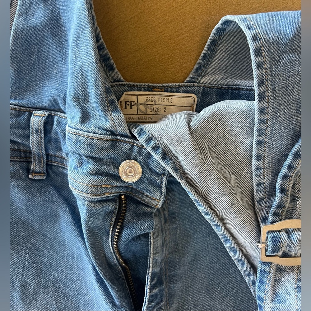 Free People Light Blue Denim Wide-Leg Jumpsuit - Picture 7 of 9